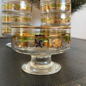 1950’s Hollywood Chic Cordial Cups Gold and Green